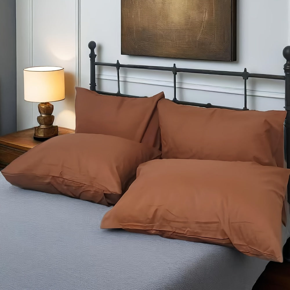 Microfiber Pillowcases Set of 4 – Soft Brushed 90GSM Wrinkle-Resistant Envelope Closure Pillow Covers, Queen & King Size, Multiple Colors