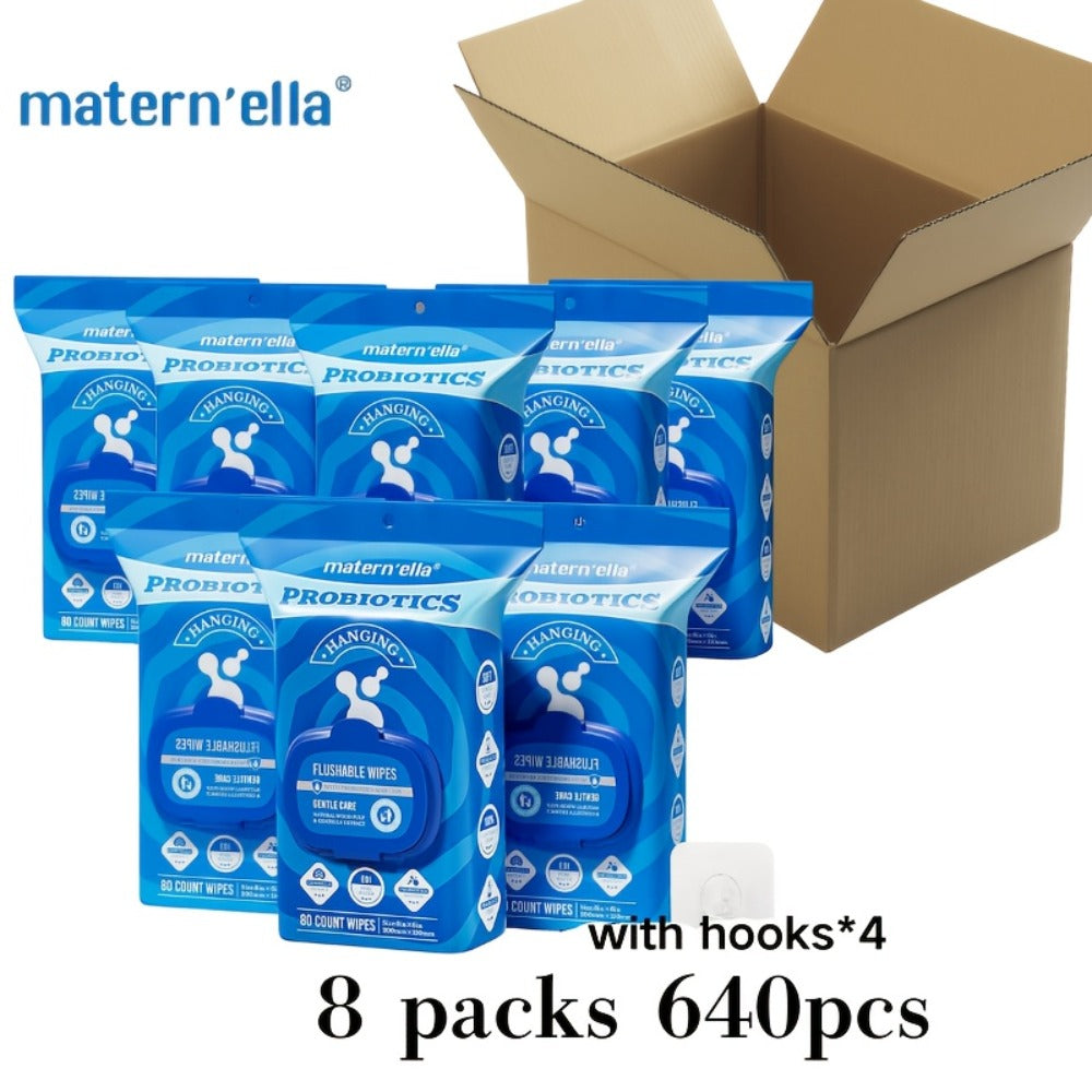 Flushable Wet Wipes with Probiotics, Plant-Based Fibers, Fragrance Free, Sewer Safe, & Thick Disposable Butt Wipes for Adults