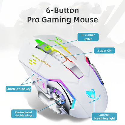Wireless Gaming Mouse RGB Rechargeable T-WOLF 2.4GHz Large Mouse for PC Laptop Tablet Mac for an Everyday Personal Care Routine