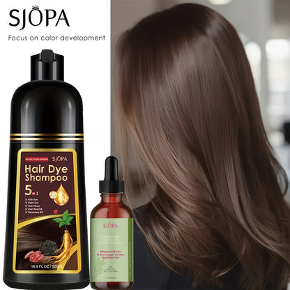 Hair Color Shampoo, SJOPA 5-in-1 16.9oz Bottle-and-Dropper Presentation with 12 Color Options