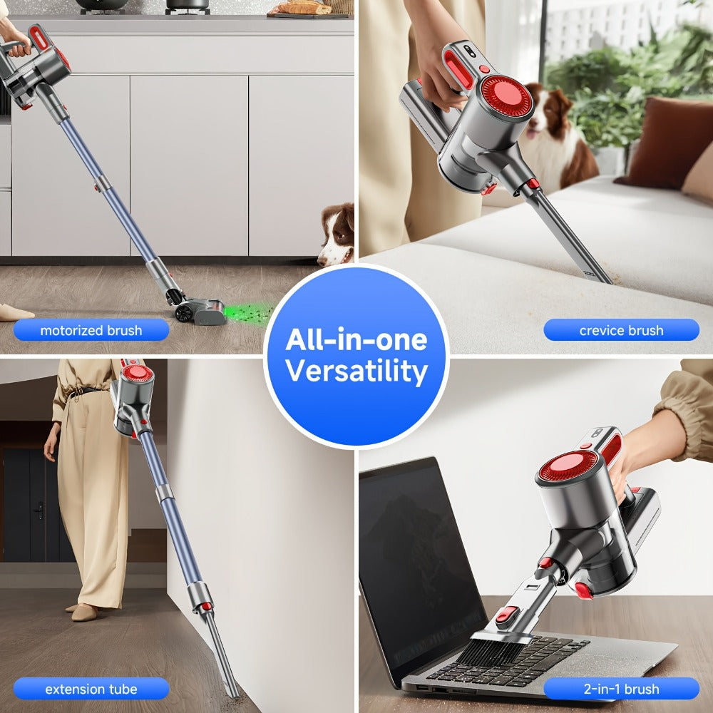 Cordless LED Stick Vacuum Cleaner with Removable Battery, Two Suction Modes and Seven Color Options