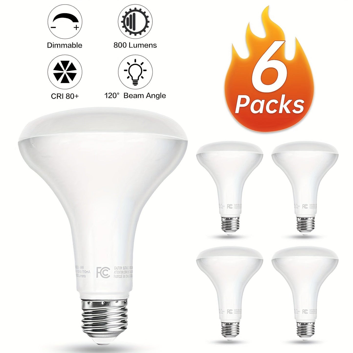 BR30 LED Flood Light Bulbs 12W 800 Lumens 5000K Daylight White Non-Dimmable, for Home, Desk and Accent Lighting