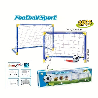 Kids Youth Football Goal Set, 2pcs Portable Easy-Assemble Soccer Goals for Indoor & Outdoor Play