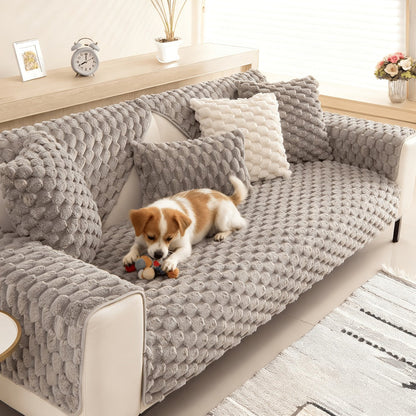 Sofa Cover 35.5-Inch Fuzzy Polyester Single-Piece Pad with Silicone-Dot Backing for 2 to 4 Seats