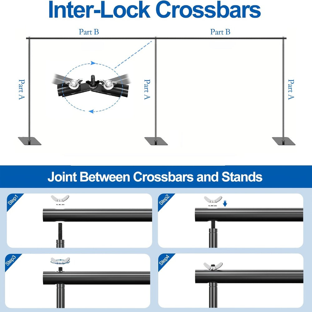 Wide Dual-Crossbar Photography Backdrop Stand with 19 x 6.5-Foot Selection, 300° Connector, Six Clamps and Three Weights