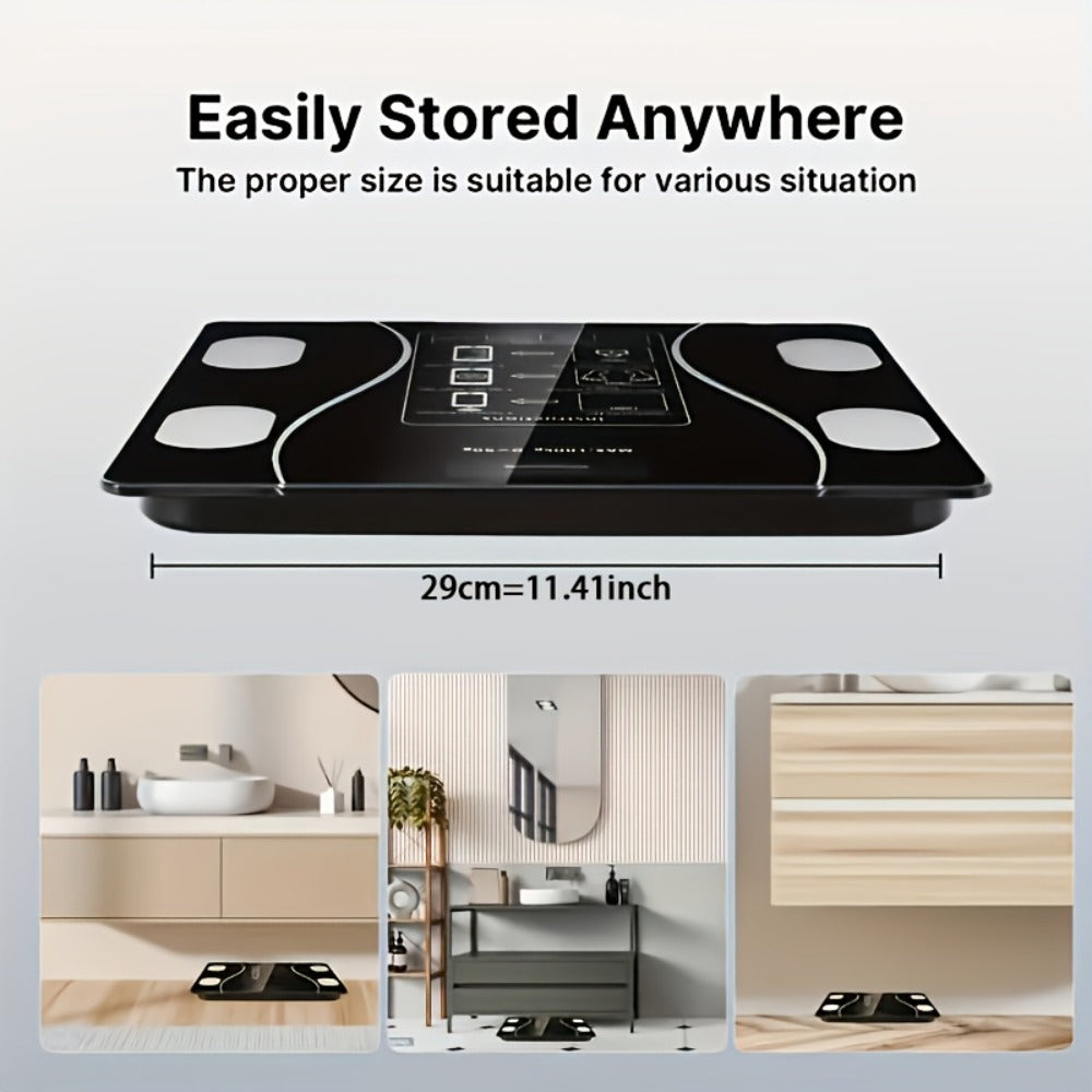 Digital Bathroom Scale Body Weight Scale LED Backlit Display Tempered Glass Compact for Entryways, Bedrooms and Living Spaces