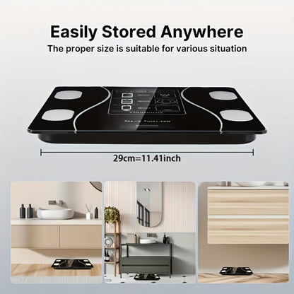 Digital Bathroom Scale Body Weight Scale LED Backlit Display Tempered Glass Compact for Entryways, Bedrooms and Living Spaces