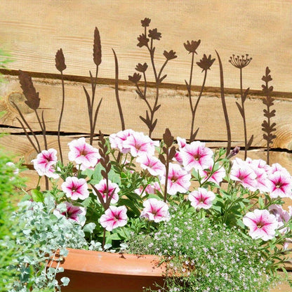 Rustic Metal Wildflower Stems, 12-Piece 30 cm Botanical Set for Vases, Planters and Garden Beds