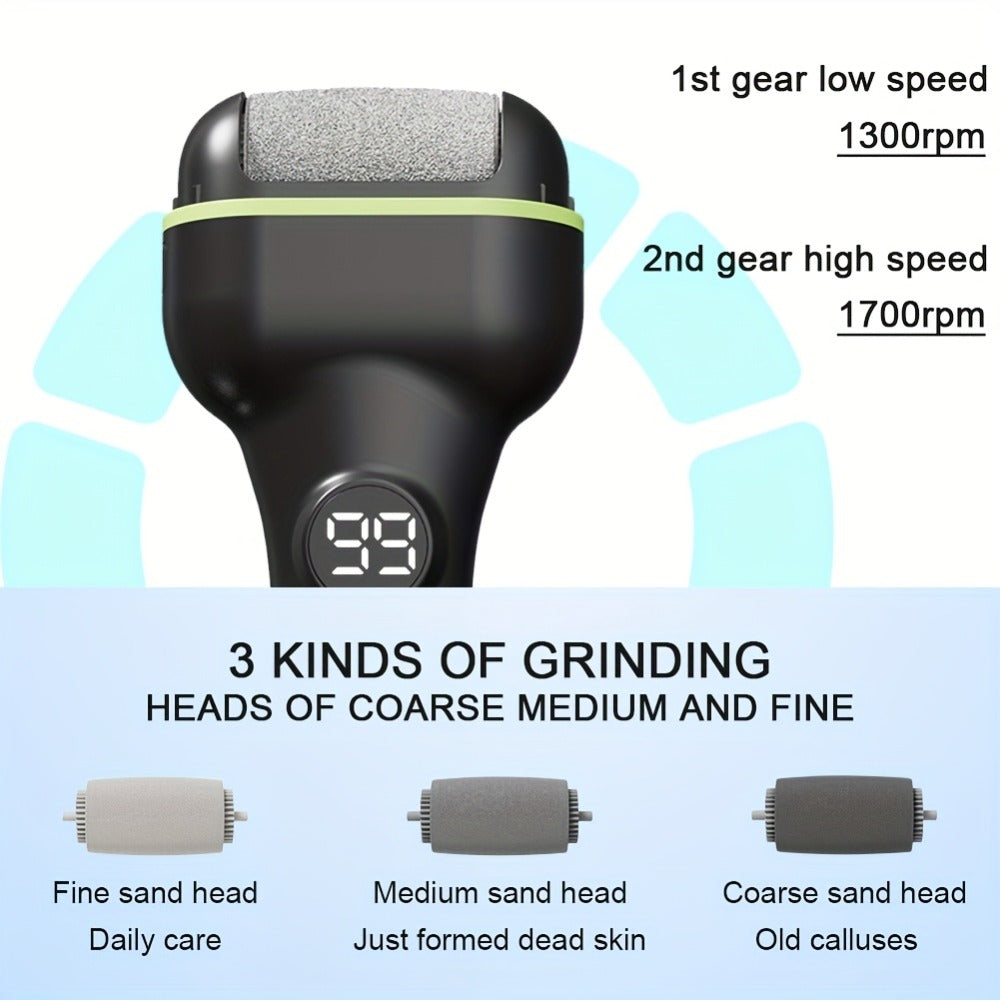 Hard Skin Remover for Feet Electric 14-in-1 Professional Pedicure Kit Rechargeable Foot Grinder 3 Rollers 2