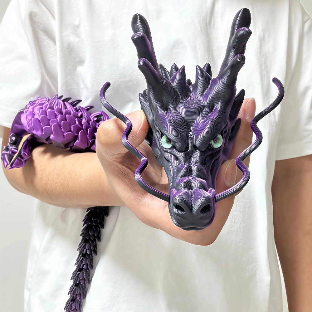 3D Printed Dragon 35.4 Inch with Flexible Joints – Articulated Poseable Dragon Figurine for Car Dashboard, Home Decor & Desk Display