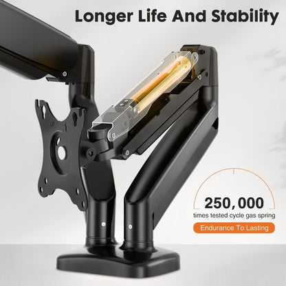 Gas Spring Monitor Arm Single Dual, Desk Mount for 13-32 Inch Screens up to, Adjustable Height, 360° Swivel
