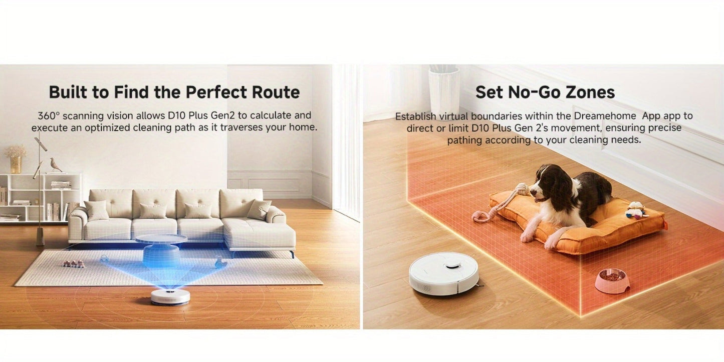 Dreame D10 Plus Gen 2 Self-Emptying Robot Vacuum & Mop Refurbished, 6000Pa Suction, 90-Day Base, LiDAR Navigation