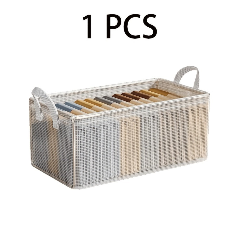 26L Foldable Storage Box Set with Steel Frame, Clear Panels and One- or Four-Piece Options