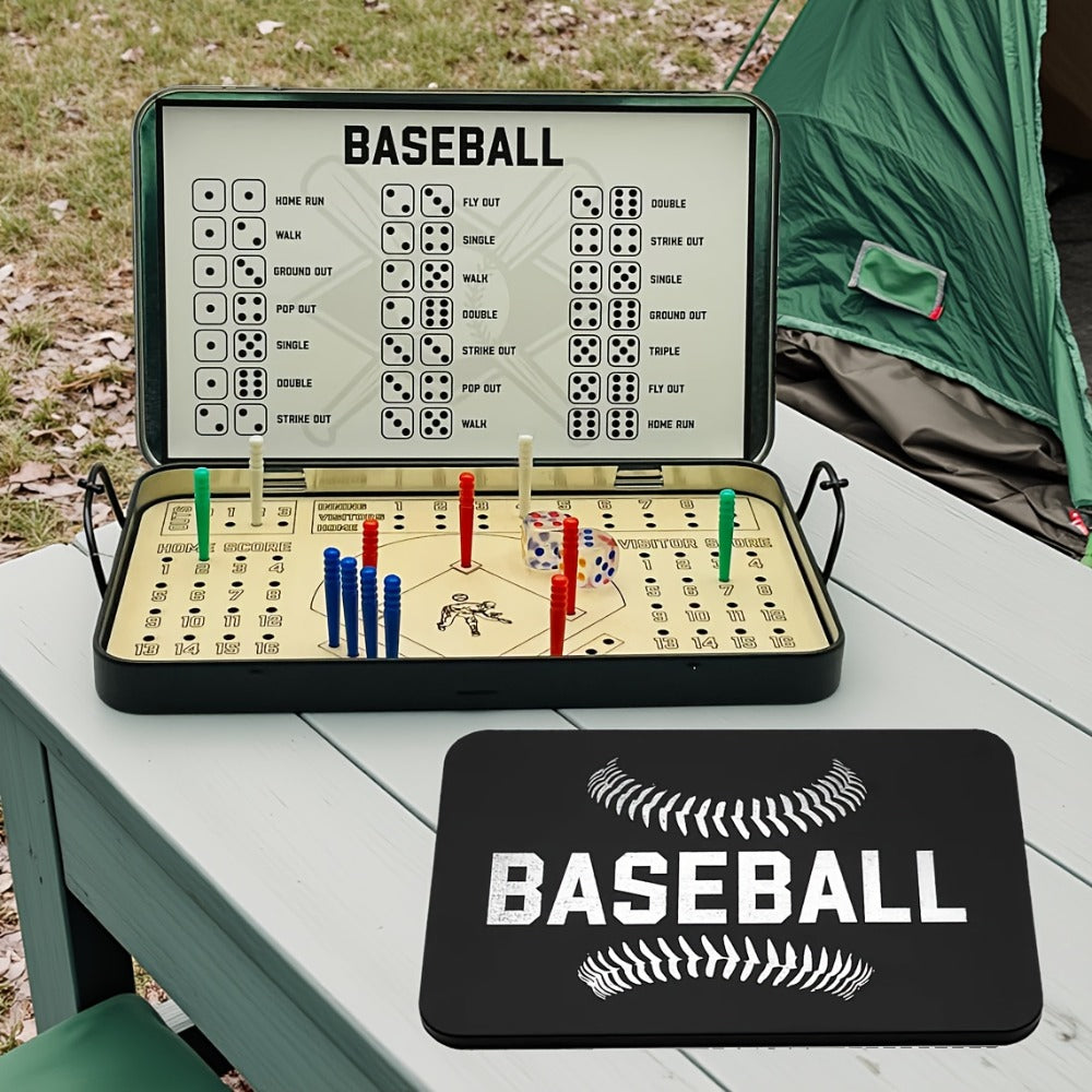 Sports Travel Board Game Set – Portable Wooden Baseball Softball Football Finger Dice Tabletop Game for Family Game Night