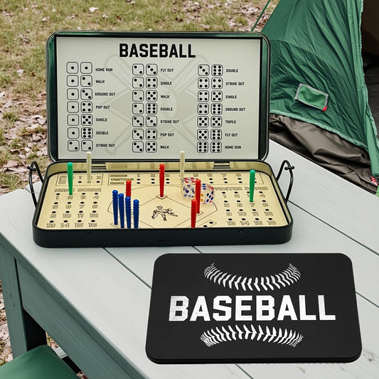 Sports Travel Board Game Set – Portable Wooden Baseball Softball Football Finger Dice Tabletop Game for Family Game Night