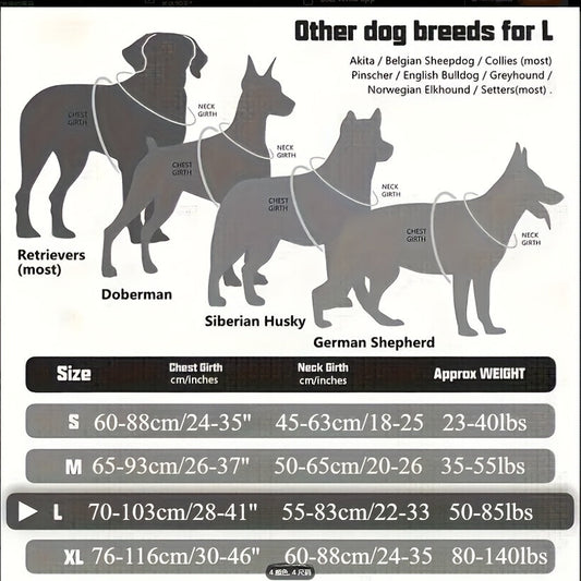 Tactical-Style Dog Harness with Top Handle and Front Ring in Five Colors and S-to-XL Sizes