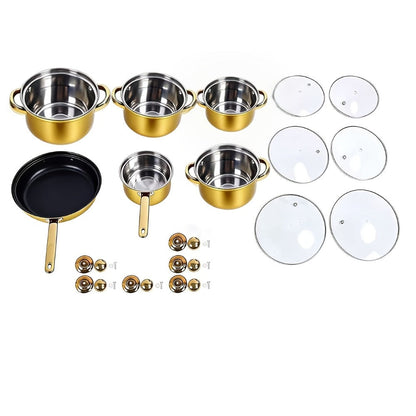 Stainless Steel Deep Pot Cookware Set 10 & 12 Piece with Lids & Dual Handles – Oven Safe Soup Hot Pot Pasta Seafood Stew Pots | Silver Pink