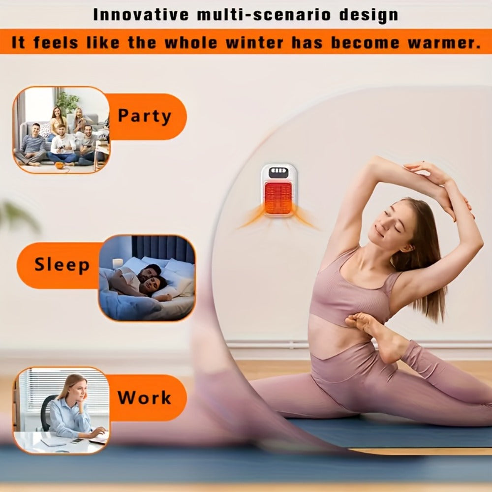 Wall Mounted Mini Electric Space Heater, Fast Heating, 3 Modes, Adjustable Temperature, Overheat & Tilt Protection