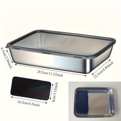 Food Storage Containers with Lids, Five-Piece Stainless Steel Tray Set with Included Lids for Meal Prep and Refrigerator Use