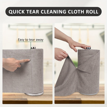Microfiber Cleaning Cloths Reusable Paper Towel Roll Replacement – Washable Absorbent Tear-Away Dishcloths for Kitchen