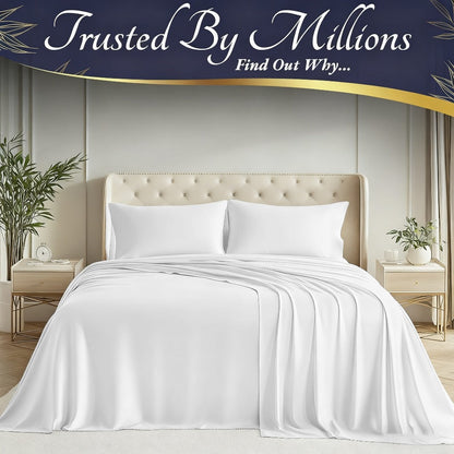 Bed Sheet Set Bamboo-Derived Fabric with Four Bed Sizes, specified Sheet Dimensions and Thirteen Colors