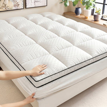 Quilted Mattress Pad Soft Mattress Protector | Machine Washable 500GSM 100% Polyester Deep Pocket 8-12 Inch Fitted Bed Cover Twin Full Queen