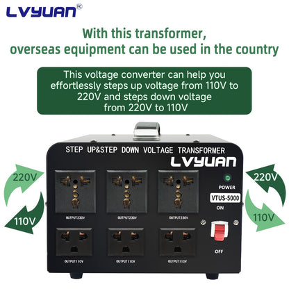 Voltage Converter Transformer 800W Continuous 5000W Peak - Step Up Step Down 110V to 220V, Aluminum Alloy Housing