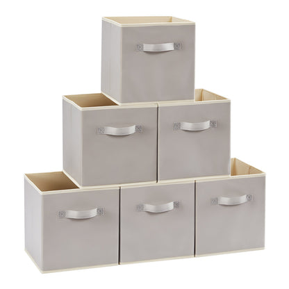 Collapsible Storage Cubes Set of 6 Foldable Fabric Bins Cube Storage Organizer Baskets for Laundry Rooms, Closets and Home Organization