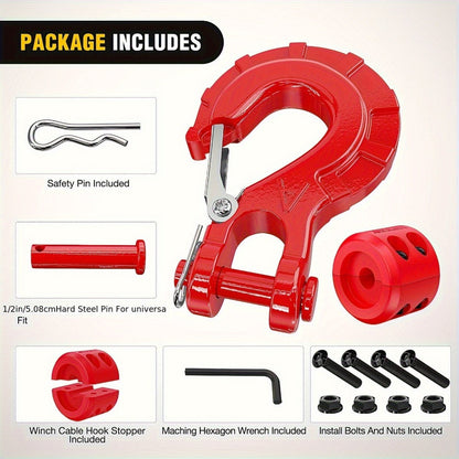Winch Hook Forged Steel 3/8" Grade 70 Clevis Slip Hook 35, 000 lbs – Spring Latch ATV UTV Jeep Truck Off-Road Recovery Towing