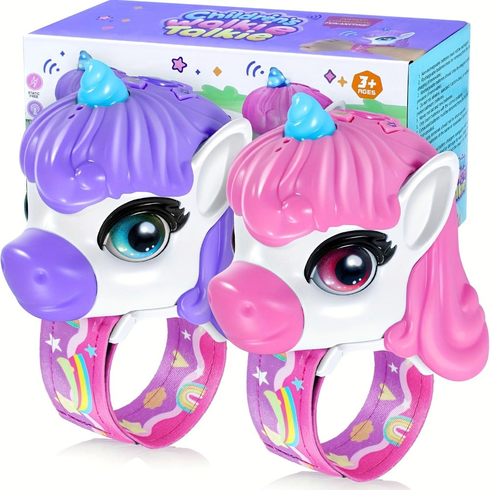 Unicorn Walkie Talkies for Kids 2 Pack, Glow in the Dark, Long Range 2-Way Radio Toy for Boys & Girls Ages 3-12