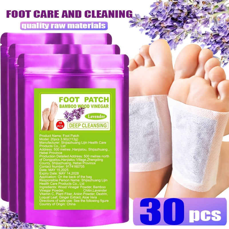 Detox Foot Patches with Bamboo Vinegar Ginger & Lavender – Natural Plant Formula Deep Cleansing Overnight Foot Pads