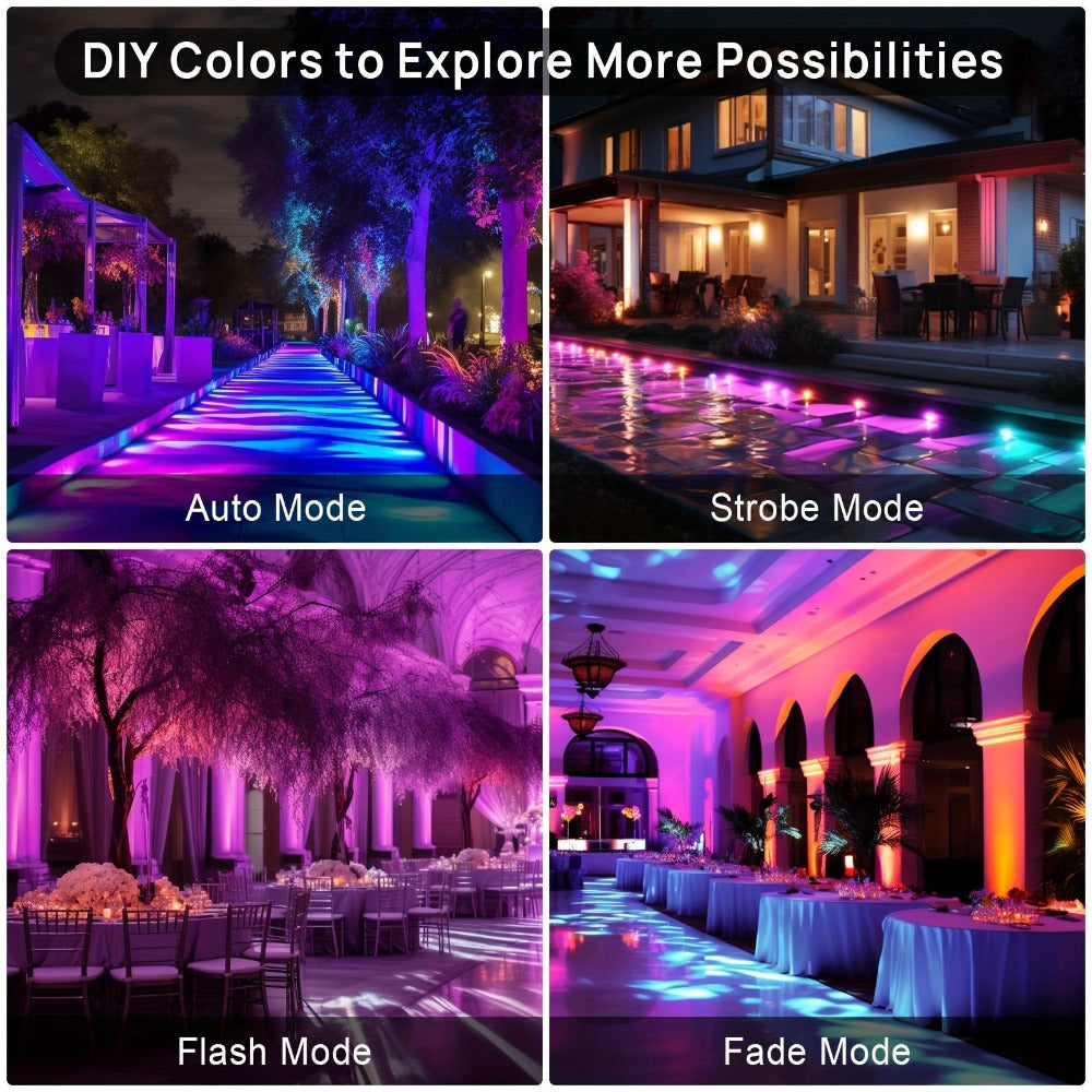 RGB LED Flood Light 25W Outdoor Color Changing - 1000 DIY Colors, 44-Key Remote, Strobe & Fade Modes