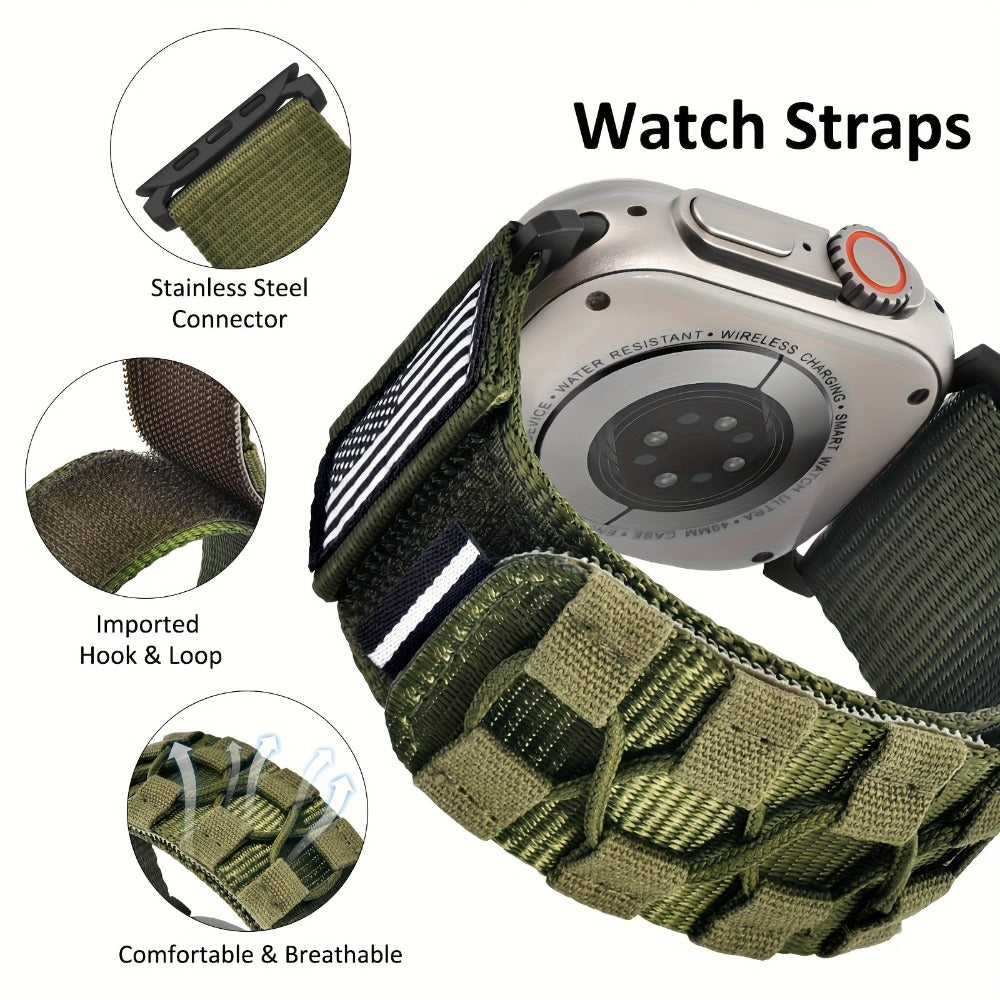 Rugged Nylon Apple Watch Band Men Sport Loop Woven Adjustable Hook Loop Strap Compatible for an Everyday Personal Care Routine