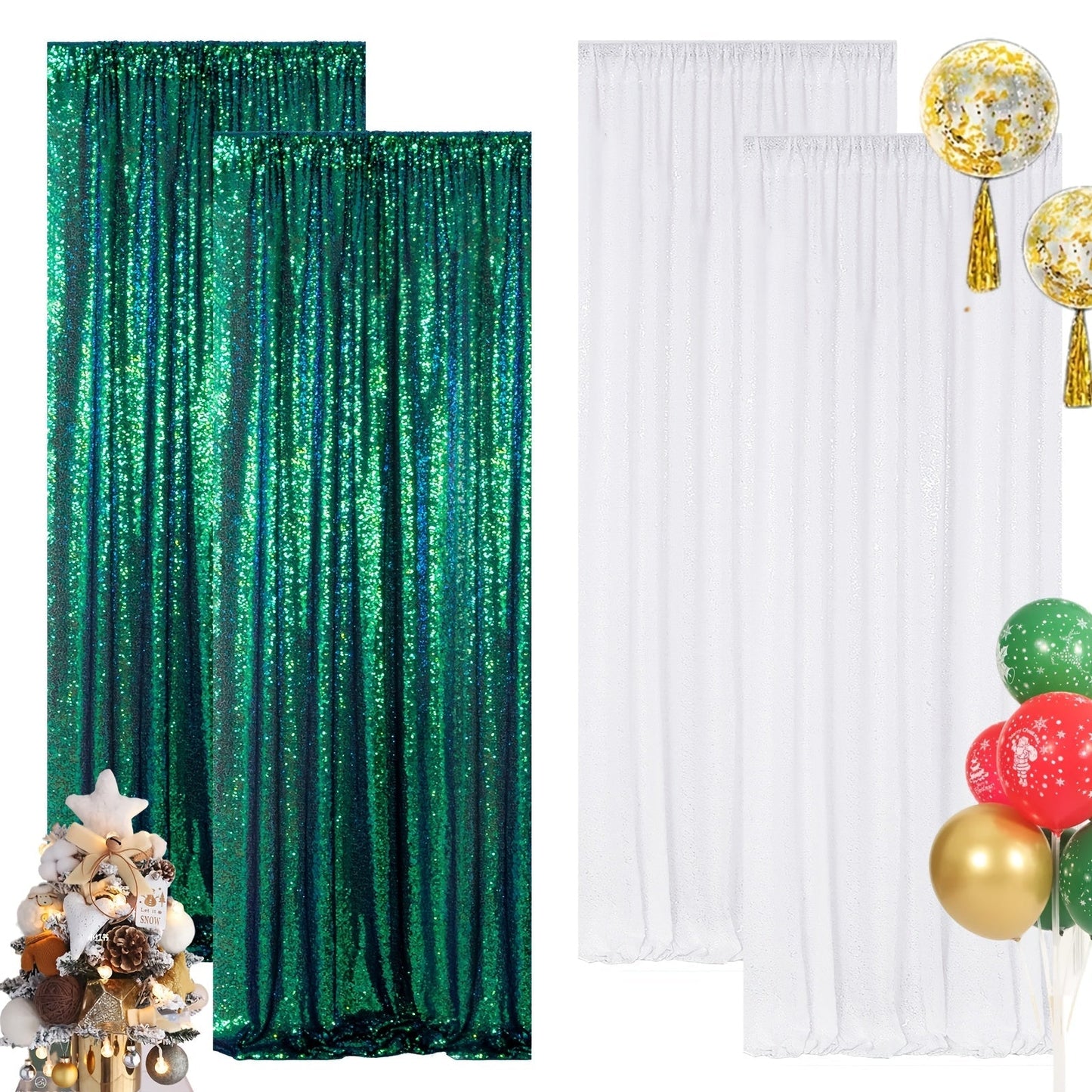 Sequin Backdrop Curtain for Party Wedding – 4x8ft Shimmering Glitter Curtain for Birthday Photo Booth Stage Decoration, Easy Hang