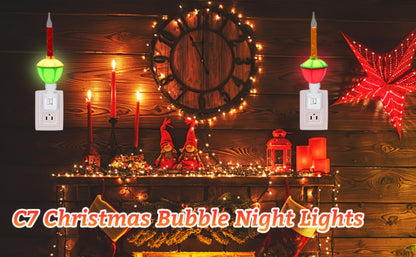 Christmas Bubble Lights 2 Pack Traditional Multi-Color Bubble Liquid Night Lights Plug-In for Entryways, Bedrooms and Living Spaces