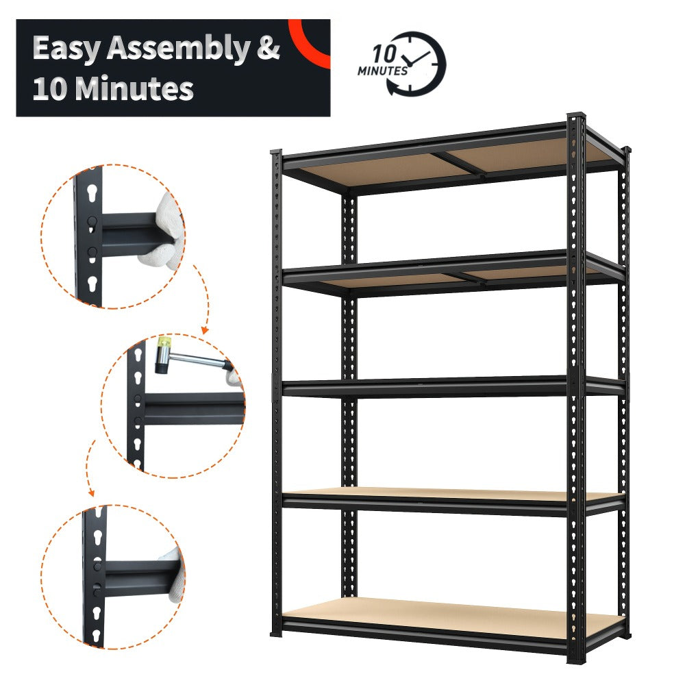 5-Tier Metal Shelving Unit for Entryways, Bedrooms and Living Spaces, with the Listed Configuration