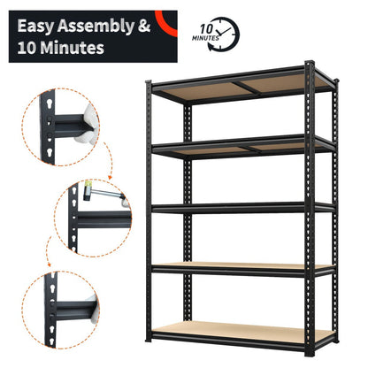 5-Tier Metal Shelving Unit for Entryways, Bedrooms and Living Spaces, with the Listed Configuration
