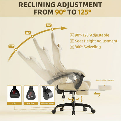 Gaming Chair Ergonomic Esports Chair – Skin-Friendly PU Leather, Thickened Board, Linkage Armrest, Adjustable Footrest & Headrest