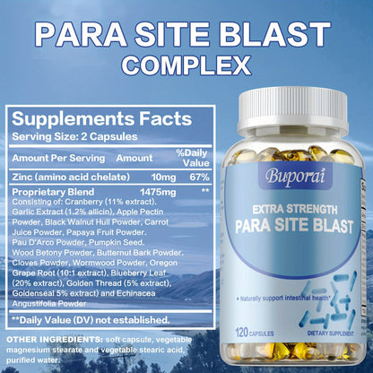 Herbal Supplements with Buporai Label, Black Walnut Wormwood Garlic and Cranberry Capsules, 120 Count