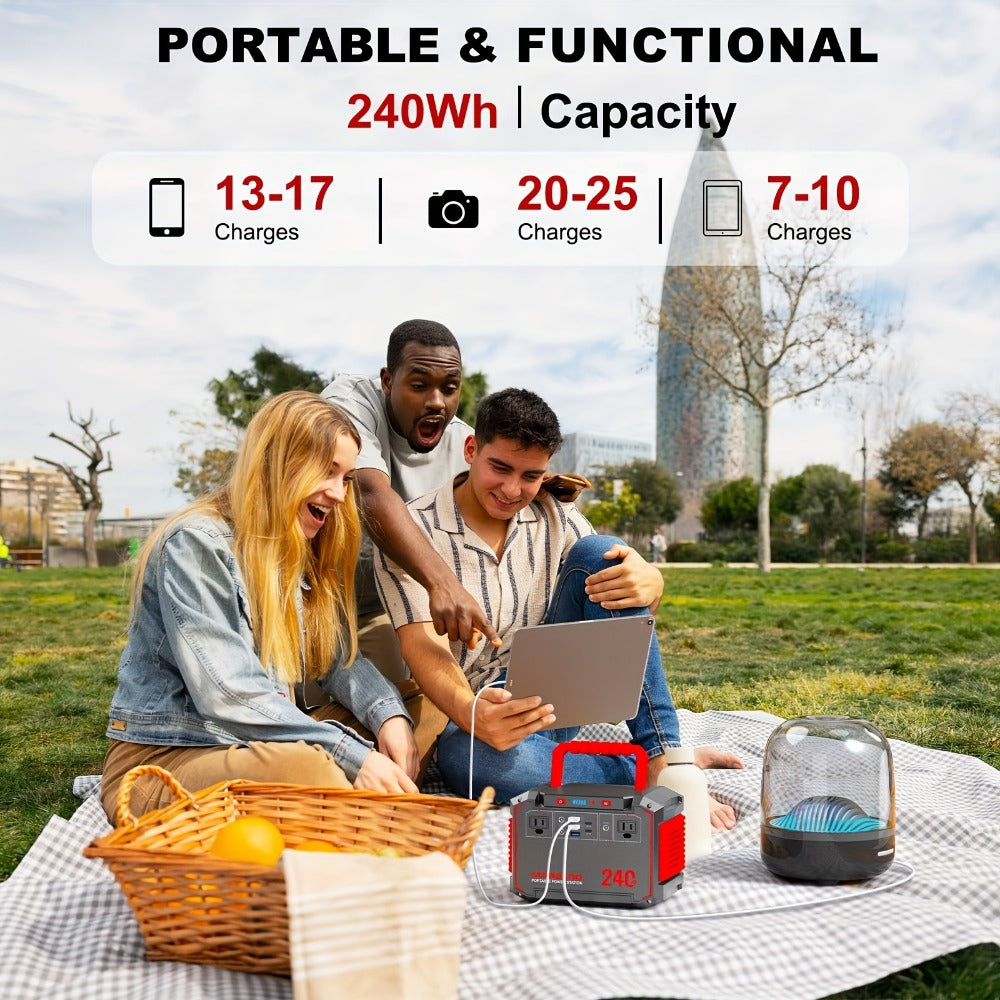 Portable Power Station 88.8Wh, 111Wh or 237Wh with AC, USB-C, USB-A, DC and Solar Panel Options