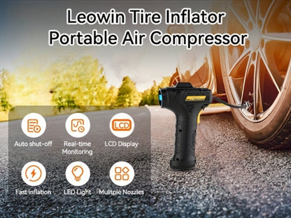Portable Tire Inflator Air Compressor 150 PSI Cordless with Auto-Shutoff Digital Pressure Gauge LED Light Wireless USB Charging for Car