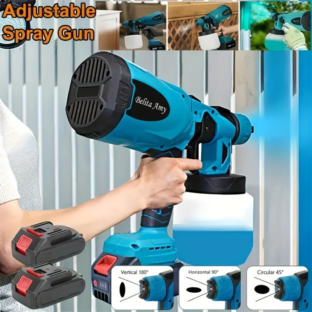 HVLP Paint Sprayer Electric Spray Gun with 3 Spray Patterns & 27oz Container, Cordless Airless Sprayer for House Painting