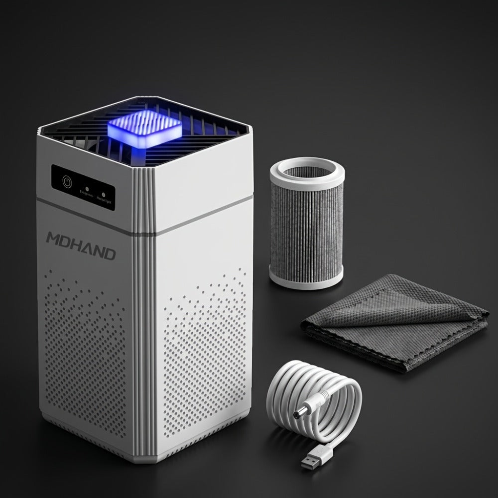 Air Purifier Two-Pack with HEPA Filters, Replacement Filters and USB Charging Cables for Two Spaces