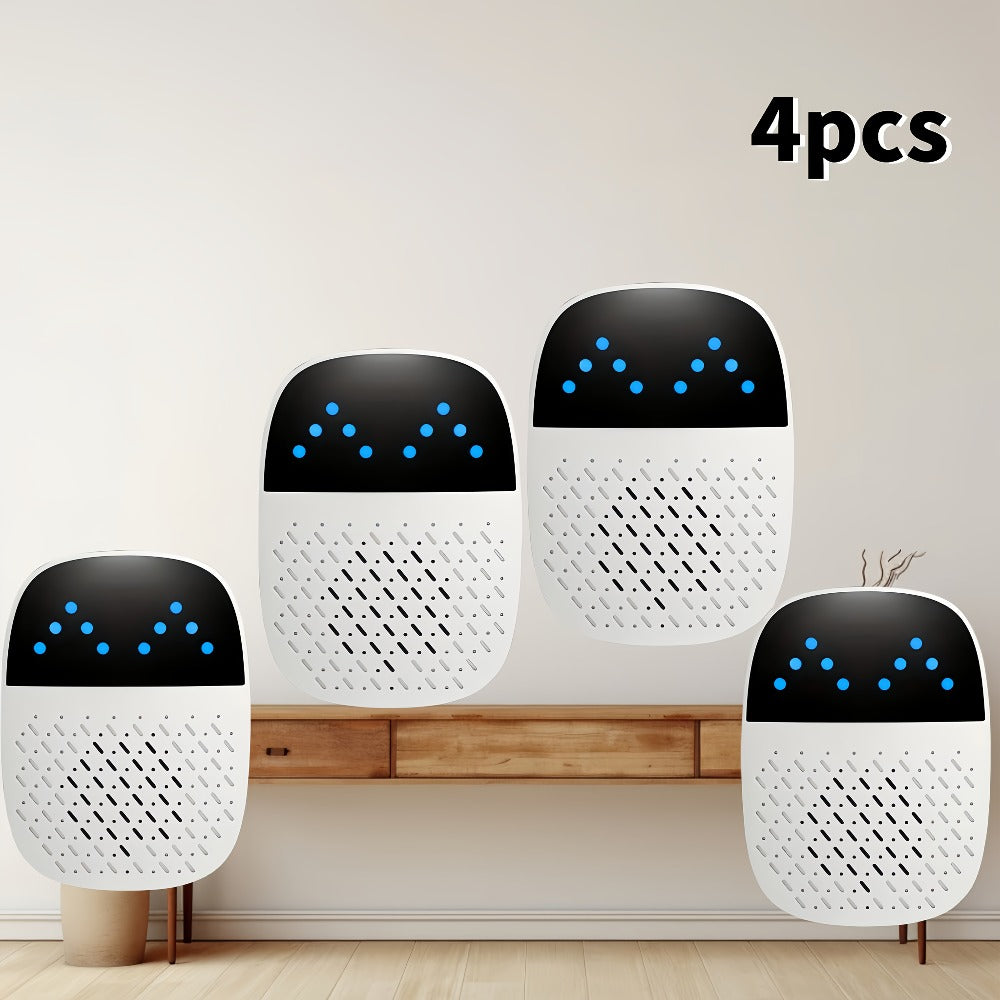 Dual-Mode Ultrasonic Pest Control Device 4-Pack with Plug-In Power and Compact Indoor Wall-Outlet Design
