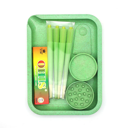 Smoking Set with Double-Layer Grinder, Rolling Paper, 8 Pre-Rolled Cones & Rolling Tray - Complete Starter Kit