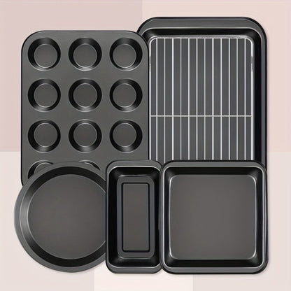 Nonstick Bakeware Set with Cooling Rack Cookie Sheet Cake Pans Loaf Muffin Pizza Pan Baking Pans Set for Kitchen 6 14 15 Piece
