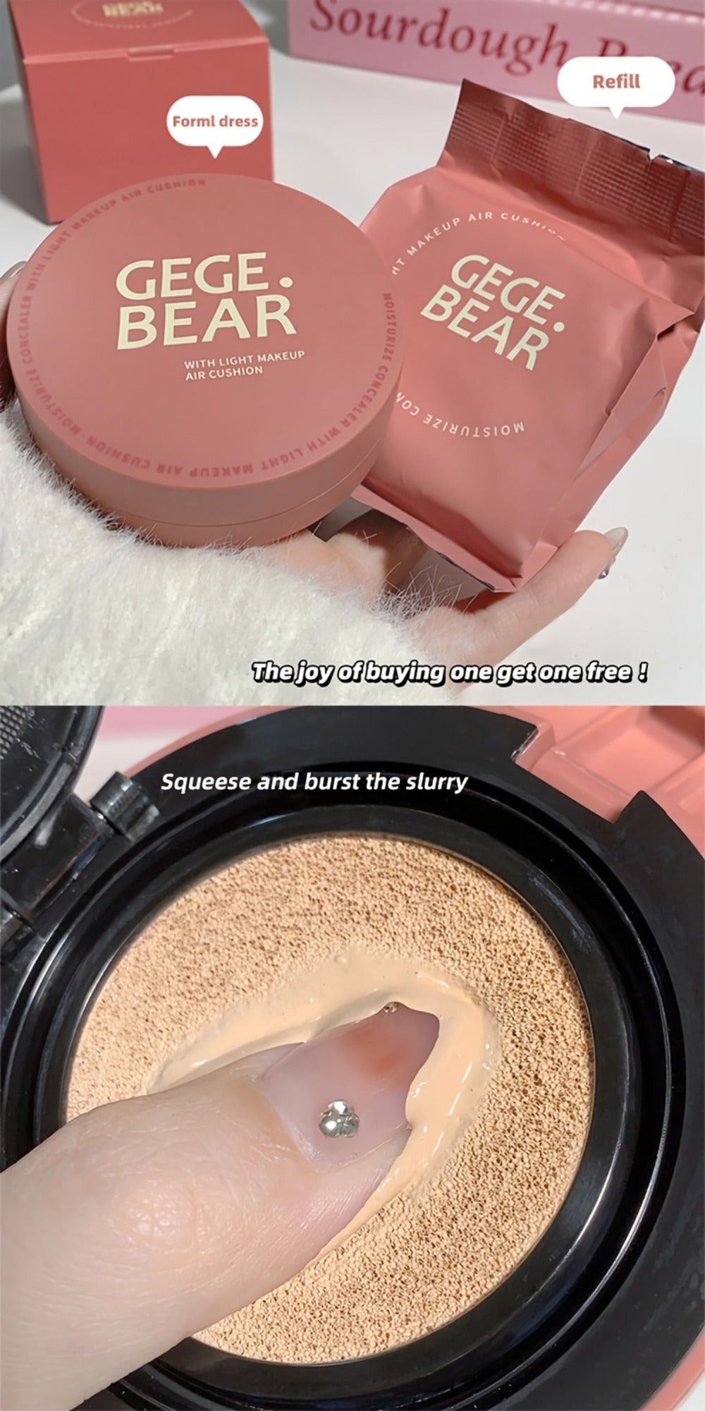 Oil Control Cushion BB Foundation with Replacement Core, Waterproof Sweatproof Invisible Pore Coverage