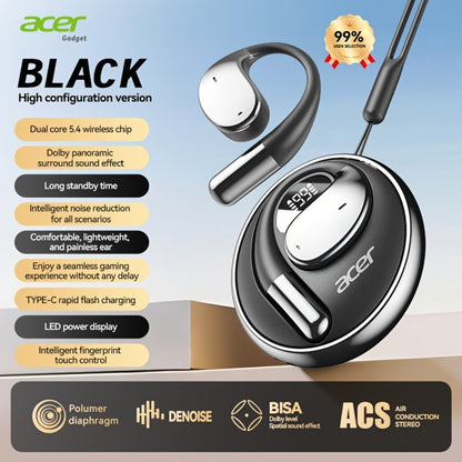 Acer TWS Wireless Earbuds Hook Design Low Latency Gaming 2025 New for Bedside Audio, Alarms and Room Entertainment