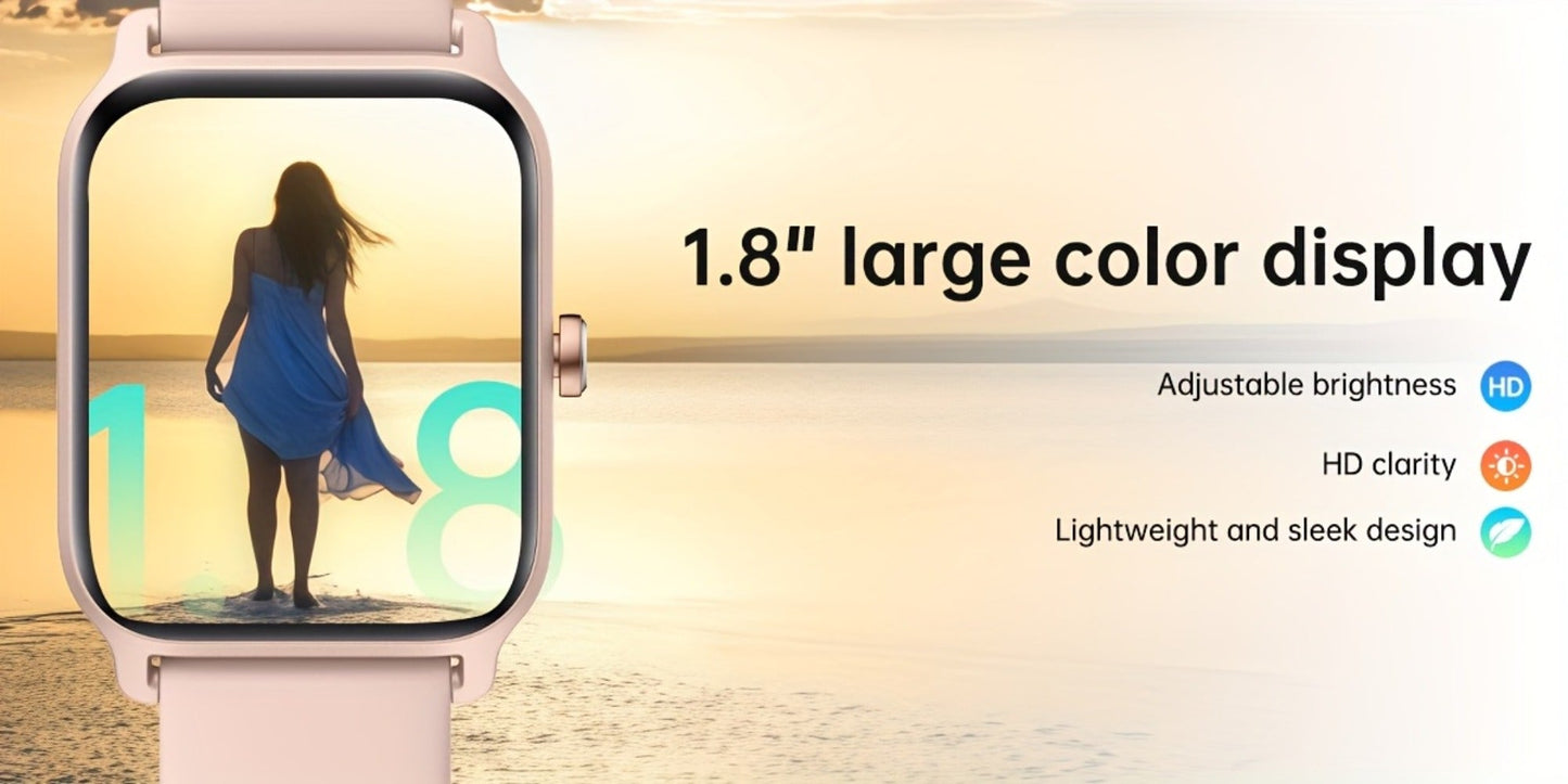Smartwatch with Built-in Alexa FAWEIO 1.8" HD Touch Screen, Bluetooth Calling, 100+ Sport Modes, Fitness Tracker Heart Rate Sleep