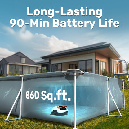 Robotic Pool Cleaner, Cordless Above Ground Pool Vacuum for Garden, Patio and Yard Use, with the Listed Configuration